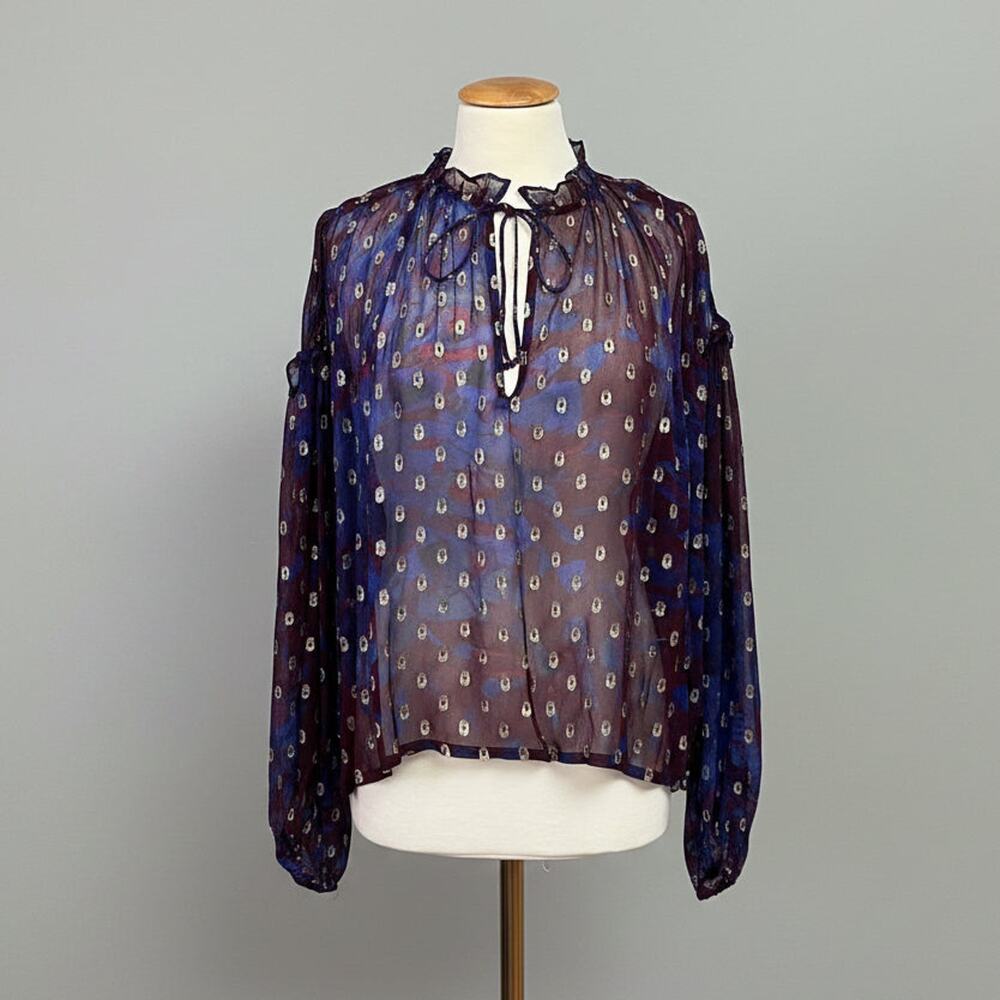 Cleobella purple and gold Dara print blouse, size XS, NEW WITH TAGS!